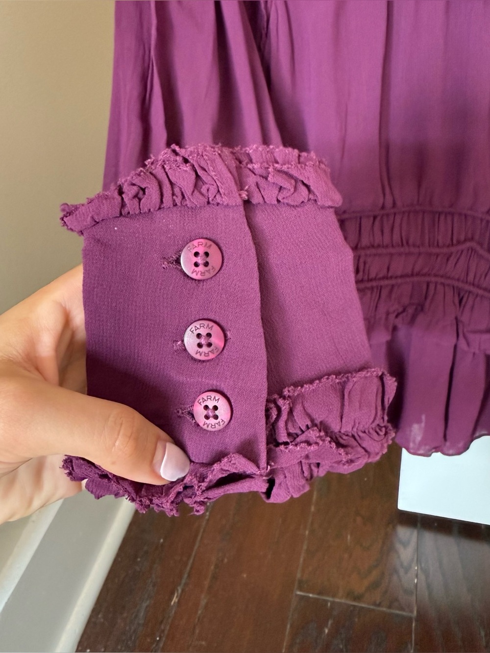 FARM Rio Purple Ruffle Peplum Blouse - Picture 10 of 16
